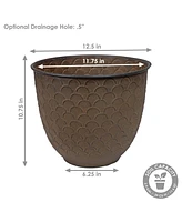 Sunnydaze Decor Dinah 12.5" Metal Outdoor Plant Pot Set with Drainage Holes and Rubber Plugs