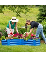 Sunnydaze Decor 47.25" W Galvanized Steel L-Shaped Raised Garden Bed - For Vegetables and Plants 67.3 Gal Soil Capacity Blue