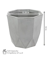 Modern Faceted 14.75" Polyresin Geometric Planter - Flower Pot for Indoor or Outdoor Use