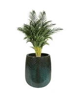 Sunnydaze Decor 10" Chevron Pattern Ceramic Plant Pot - Features 1 Drainage Hole - 3.2 Gal Soil Capacity - Dark Olive