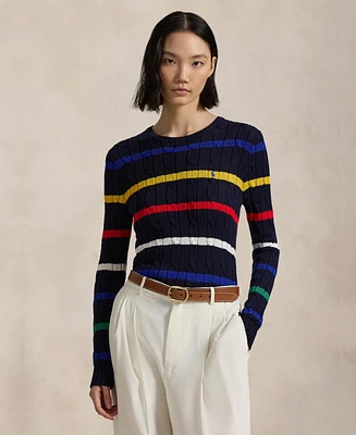 Polo Ralph Lauren Women's Striped Cable-Knit Cotton Sweater