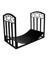 Indoor/Outdoor Heavy-Duty Powder-Coated Steel Fire Pit or Fireplace Firewood Log Rack Holder - 2' - Black