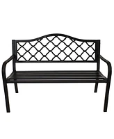 Sunnydaze Decor Decorative Lattice 2-Person Cast Iron Garden Bench - 615-Pound Weight Capacity - Black