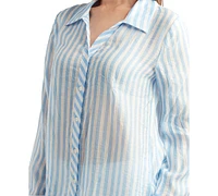 Bcx Juniors' Striped Long-Sleeve Button-Front Shirt