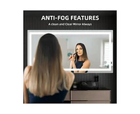 gaomon Led Bathroom Mirror 72x36 inch with Front and Backlight, Large Dimmable Wall Mirrors with Anti-Fog, Shatter-Proof, Memory, 3 Colors, Double Led