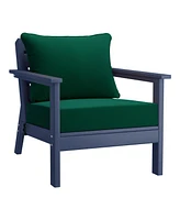 WestinTrends Outdoor Modern Hdpe Patio Navy Blue Club Chairs with Deep Seat Cushions (Set of 2)