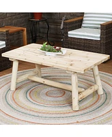 Sunnydaze Decor Unfinished Rustic Wooden Coffee Table - Indoor Home or Cabin - 41-Inch