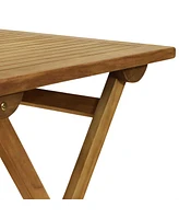 Sunnydaze Decor Nantasket Solid Teak Outdoor Folding Bistro Set with 2 Chairs and 1 Table - Light Wood Stain Finish