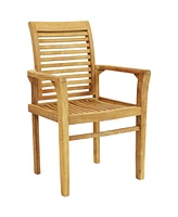 Sunnydaze Decor Solid Teak Outdoor Slatted Armchair - Light Brown Wood Stain Finish