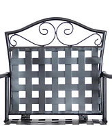 Sunnydaze Decor 3-Piece Outdoor Wrought Iron Bar Chair and Table Set with Scrolling Design - 1 Table and 2 Chairs - Black