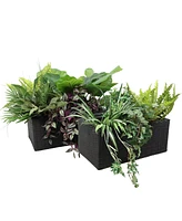 2-Section Polyrattan Rectangle Indoor Planters - 21.5 Inches W x 11.5 D 9.25 H