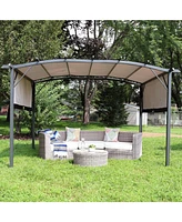 Sunnydaze Decor 9 x 12 Foot Steel Arched Pergola with Retractable Polyester Canopy - Great for Backyard or Deck Gray