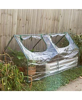 Mini Cloche Greenhouse with Zipper Doors - Portable Greenhouse with 2 Zippered Doors - Iron Tube Frame with Pvc Plastic Cover