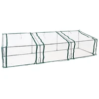 Mini Cloche Greenhouse with Zipper Doors - Portable Greenhouse with 3 Doors and Slanted Top - Iron Tube Frame with Pvc Plastic Cover