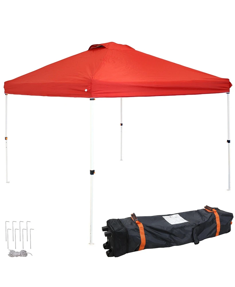 10 x 10 Foot Premium Pop-Up Canopy with Rolling Carry Bag - Straight Leg Folding Outdoor Shade Shelter - Gray