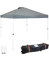 10 x Foot Premium Pop-Up Canopy with Rolling Carry Bag - Straight Leg Folding Outdoor Shade Shelter Gray