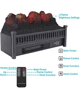 Heated Log Electric Fireplace Insert Heater - Polypropylene Construction - Great for Existing Fireplaces