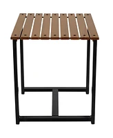 Sunnydaze Decor European Chestnut Rectangular Side Table with Steel Frame