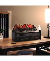 Sunnydaze Decor Heated Log Electric Fireplace Insert Heater - Polypropylene Construction - Great for Existing Fireplaces