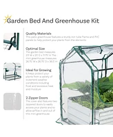 Sunnydaze Decor 2' x 2' Steel Raised Garden Bed with Mini Greenhouse - Outdoor Greenhouse Kit - 2 Zippered Doors