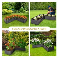 11.75" H Raised Metal Garden Bed - Galvanized Outdoor for Vegetables and Flowers Brown L-Shaped