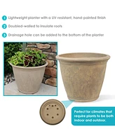 Sunnydaze Decor Anjelica Flower Pot Planter, Outdoor/Indoor Unbreakable Double-Walled Polyresin with Uv-Resistant Beige Finish, Set of 3, Large 24-Inc