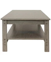 Sunnydaze Decor 16-Inch H Gray Wood Coffee Table with Shelf - Rustic Cocktail Table for Living Room or Home Office - Thunder Gray