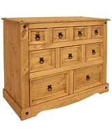 Sunnydaze Decor 39.75-Inch W Solid Pine 9-Drawer Chest of Drawers - For Living or Dining Room - Light Brown