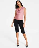 Bar Iii Women's Satin Sleeveless Cowlneck Blouse, Exclusively at Macy's