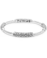 Devata Bali Dragon Skin Bangle Bracelet in Sterling Silver, Fit Medium to Large Wrist