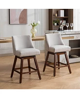 The Pop Home Set of 2 Counter Height Swivel Bar Stools, 26" Upholstered Chairs with 360° Swivel-The