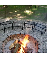 Outdoor Curved Powder-Coated Black Metal Mesh Fire Pit Bench - Backless