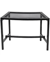 Sunnydaze Decor Outdoor Curved Powder-Coated Black Metal Mesh Fire Pit Bench - Backless - Set of 4