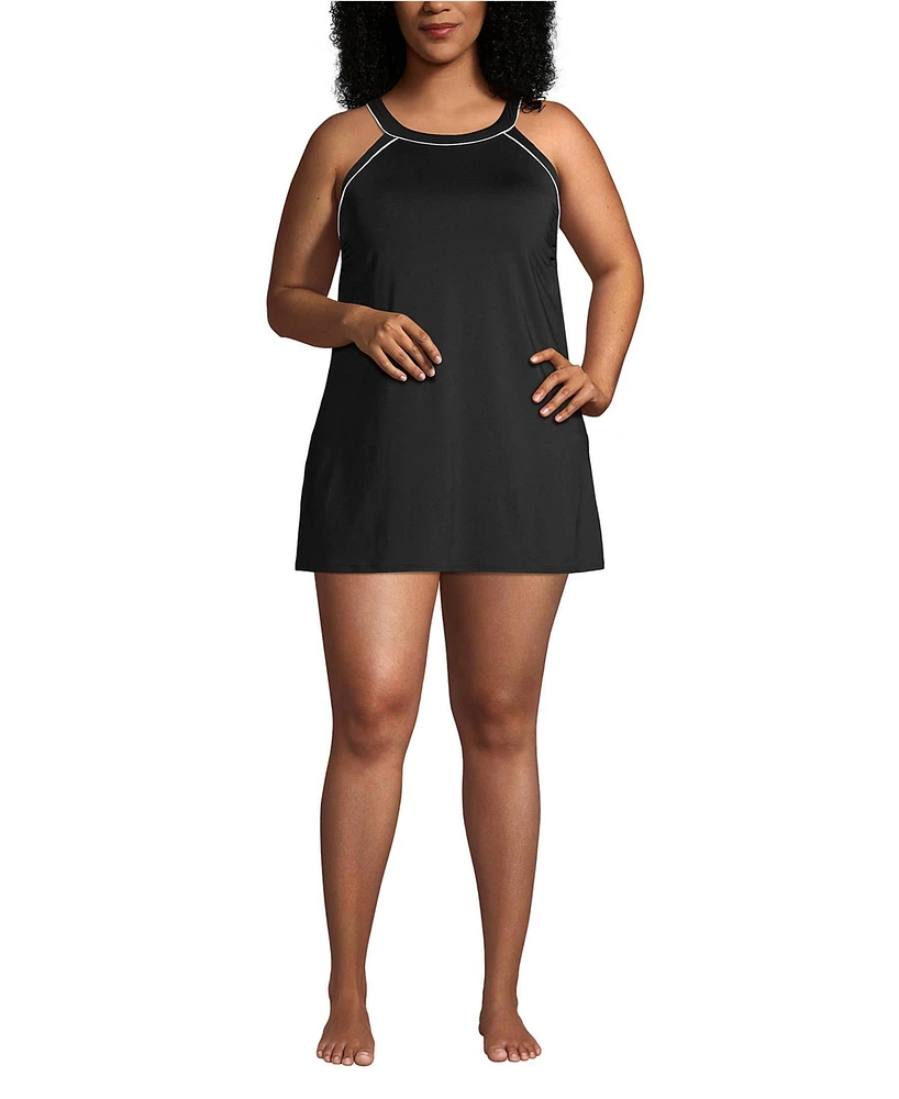 Lands' End Plus Size Dd-Cup High Neck Swim Dress Swimsuit