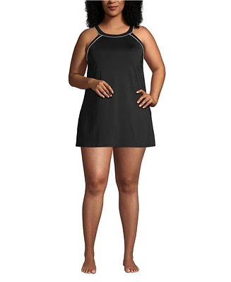 Lands' End Plus Size Dd-Cup High Neck Swim Dress Swimsuit