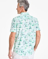 Club Room Men's Palmera Scene Regular-Fit Stretch Printed Button-Down Poplin Shirt, Exclusively at Macy's