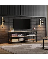 Wlive Tv Stand for 65 70 inch Entertainment Center with Storage Industrial Console Living Room Long 63" Cabinet Metal Frame