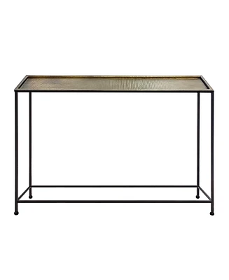 Slickblue Console Sofa Table with Artisanal Hammered Antique Bronze Tray Top for Elegant and Unique Decor