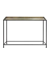 Slickblue Console Sofa Table with Artisanal Hammered Antique Bronze Tray Top for Elegant and Unique Decor