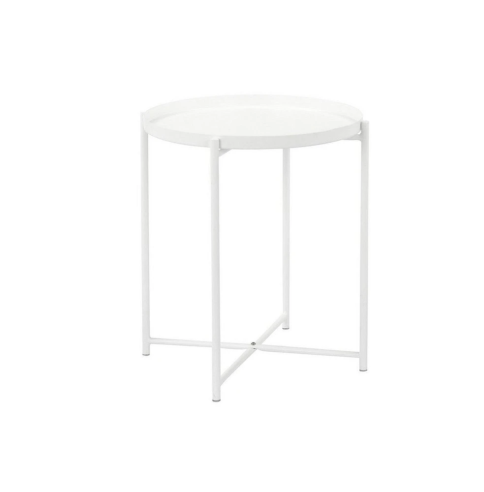 Slickblue Side End Table with Round Tray Top and Modern Open Metal Frame Sleek and Stylish Accent for Living Room or Bedroom