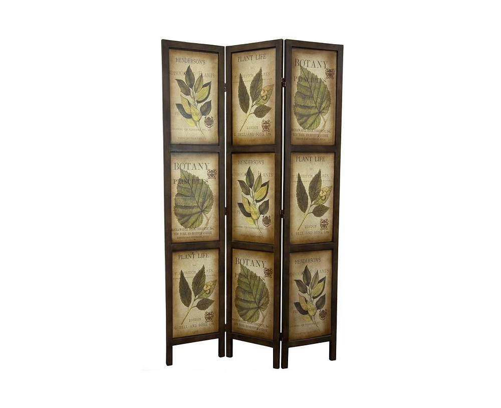 Slickblue 3-Panel Double Sided Floral Botany Plant Life Floral Leaves Room Divider