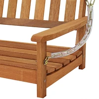47-Inch 2-Person Meranti Wood Porch Swing with Hanging Chains