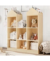 gaomon Kids Bookcase 42.32in Toy Storage Organizer Wooden Bookshelf