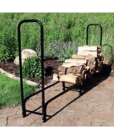 8-Foot Firewood Log Rack - Indoor/Outdoor Black Powder-Coated Steel Storage Accessory
