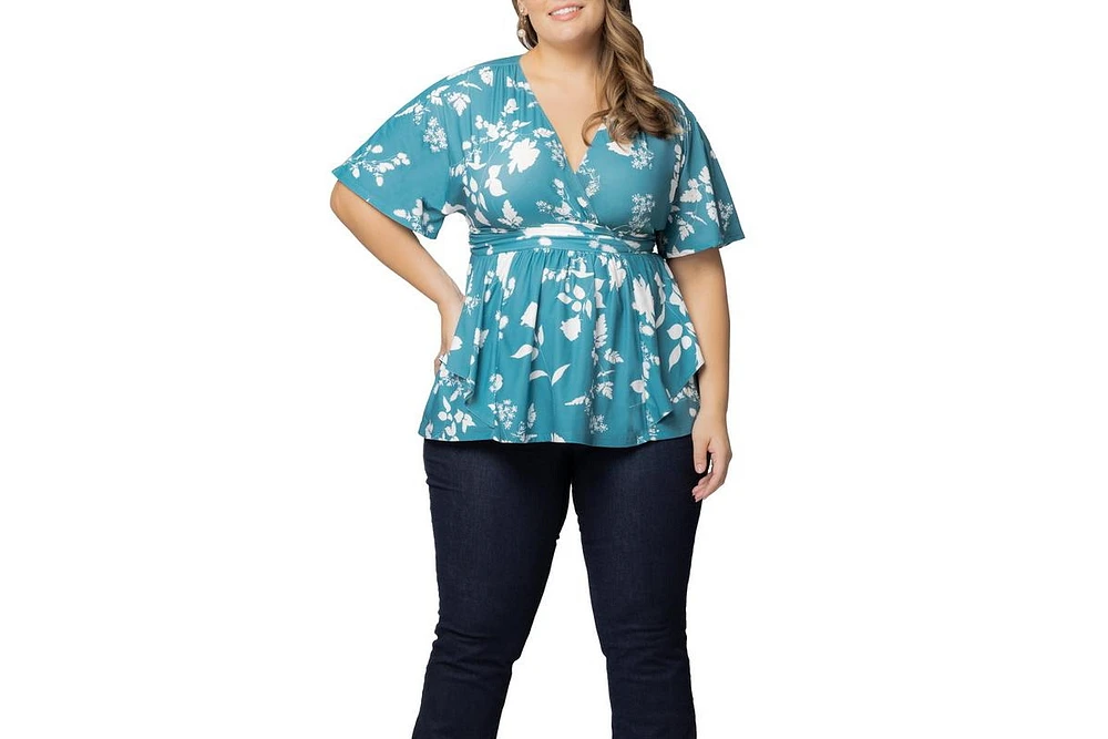 Kiyonna Plus Encore Short Sleeve Printed Top