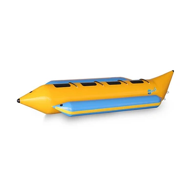 SereneLife 4-Person Inflatable Banana Boat, With Foot Pump & Repair Kit