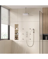 12-inch Luxury Shower System with Handheld Shower Head and Body Jets Led Ceiling Shower Head with Side Spray Thermostatic Shower System Shower Trim Ki