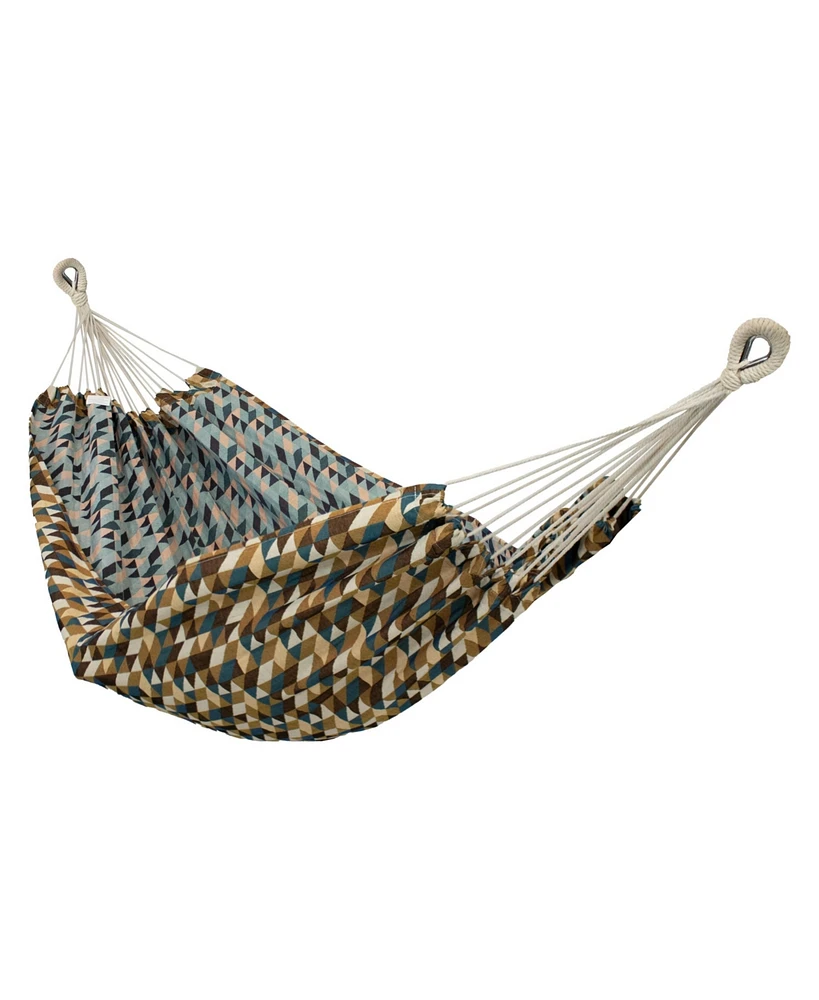 Double Jacquard Hammock - Large 2-Person for the Backyard or Patio Polyester Outdoor Geometric Jumble