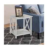 Slickblue 1 Open Shelf End Table with X-Shaped Accents Stylish and Functional Storage for Living Room or Bedroom