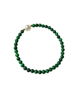 seree Clara — Pearl and green chalcedony beaded bracelet